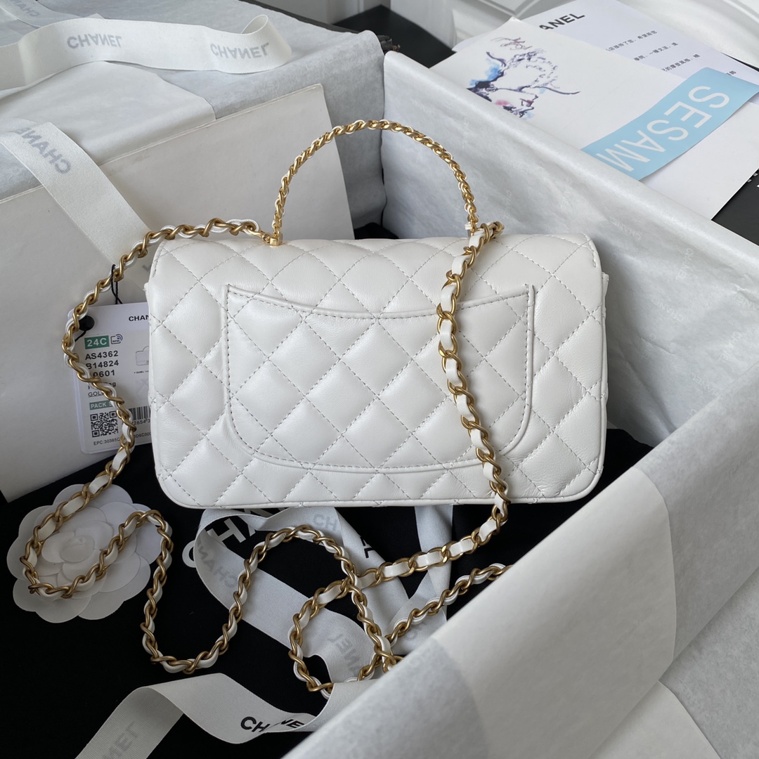 Lambskin Mini Flap Shoulder Bag AS4362 White